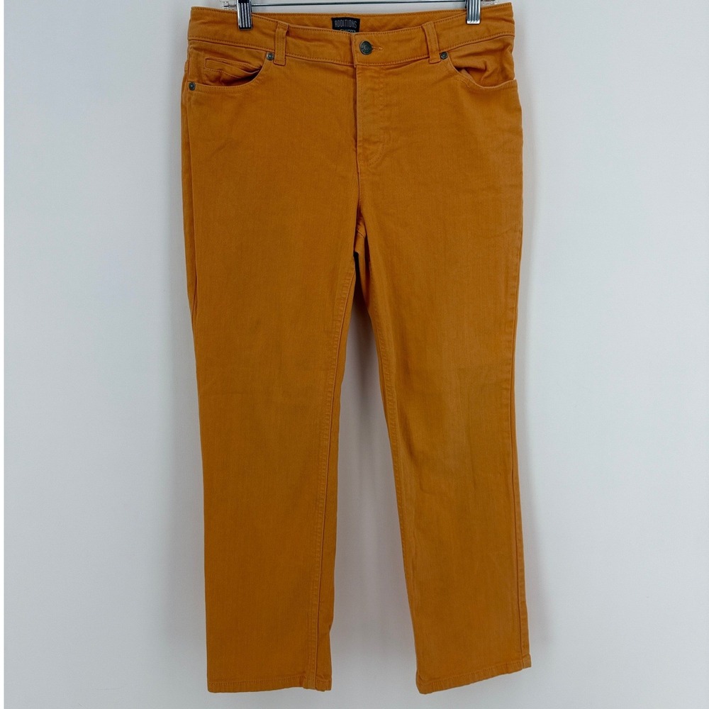 Chico's Additions Ankle Pants Women‎ Size 1 Orange Good Straight Leg Stretch